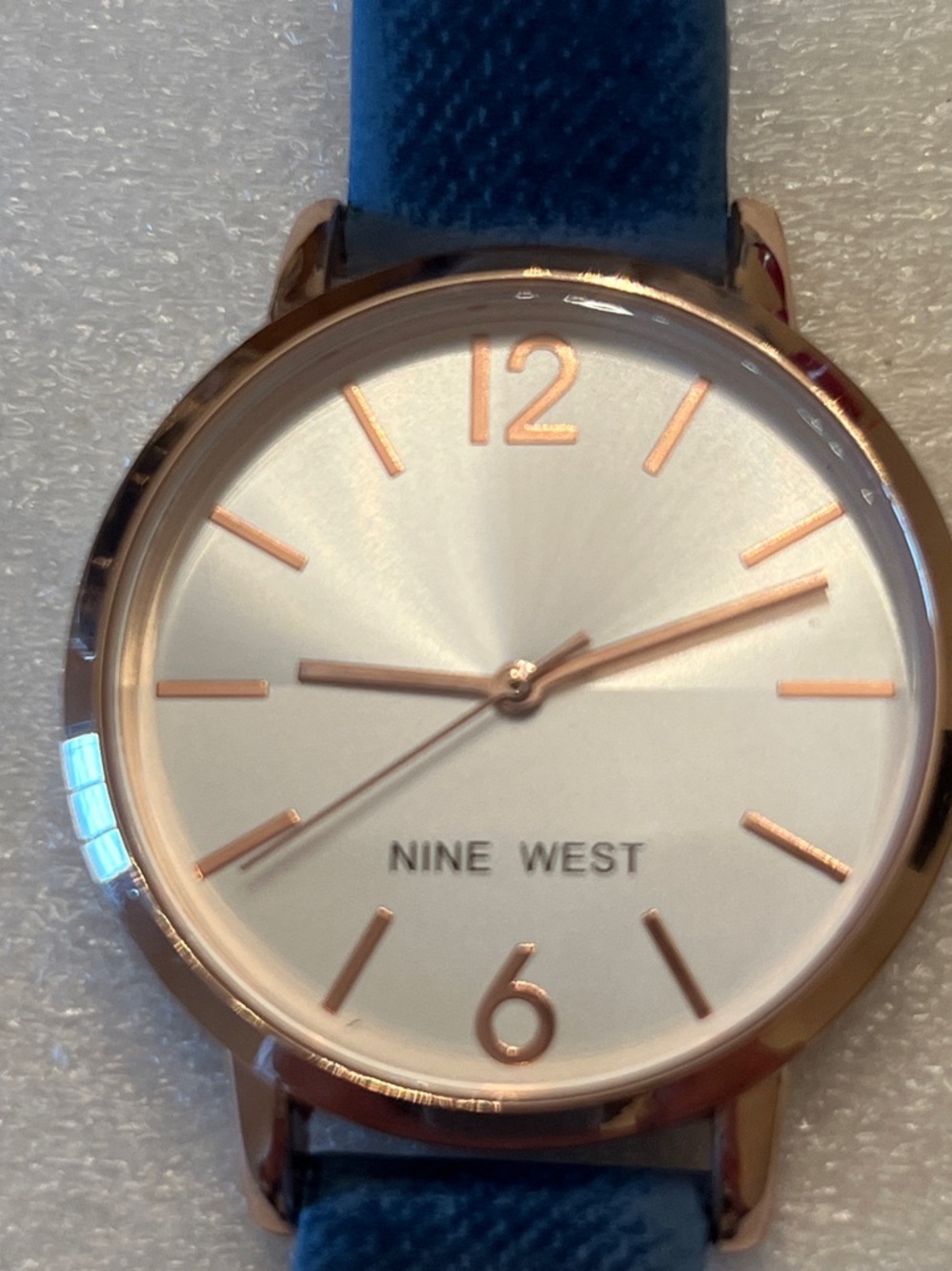 Nine West Blue Strap Watch with Rose Gold Accents